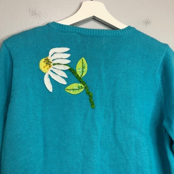 Vintage Design Options Philip and Jane Gordon Blue Daisy Cardigan Medium - Picture 6 of 15